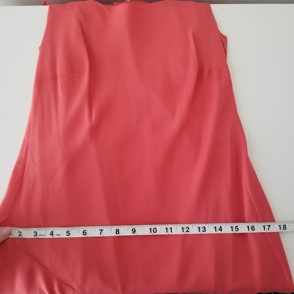 Talbots Pure Silk Coral Maxi Dress Asymmetrical Ruffle Hem Size 8 - Picture 9 of 13